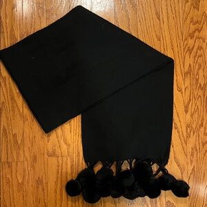 Sophisticated Black Scarf with Pom-Pom Details